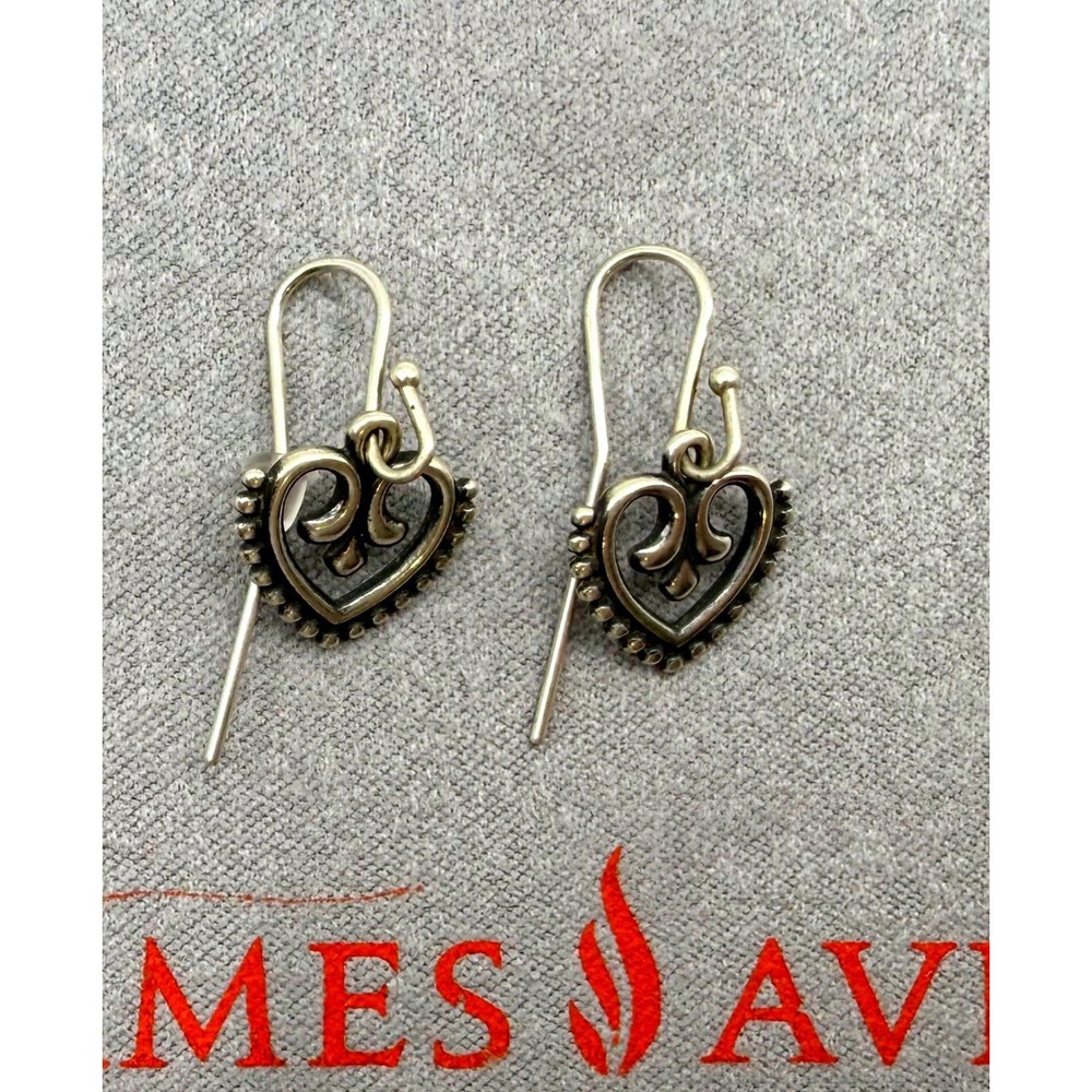 James Avery Sterling Silver Ardent Heart Drop Hook Earrings